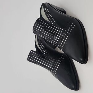 1.State Lon Black Genuine Leather Studded Mules Size 6